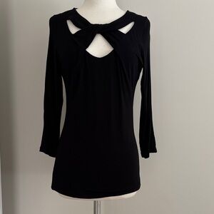 INC International Concepts Black Twist Neck Blouse